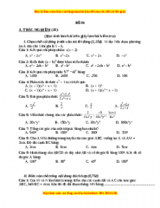 Đề thi cuối học kì 1 Toán 8 năm 2022 - 2023 - Đề 6