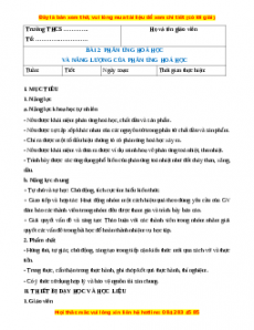 Giáo án Phản ứng hóa học và năng lượng của phản ứng hóa học Hóa học 8 Cánh diều