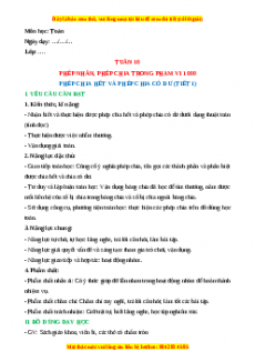 Giáo án Phép chia hết và phép chia có Toán 3 Chân trời sáng tạo