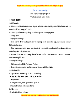 Giáo án Tin học 10 Bài 8 (Cánh diều): Câu lệnh lặp