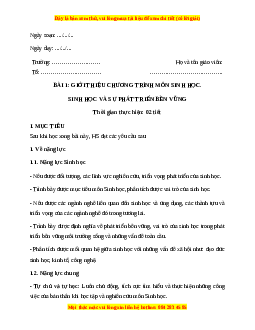 Giáo án Bài 1: Giới thiệu chương trình môn Sinh học Sinh học 10 Cánh diều