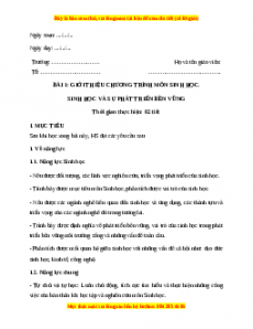 Giáo án Bài 1: Giới thiệu chương trình môn Sinh học Sinh học 10 Cánh diều