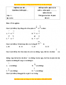 Đề thi giữa kì 2 Toán 4 năm 2023 (Đề 2)