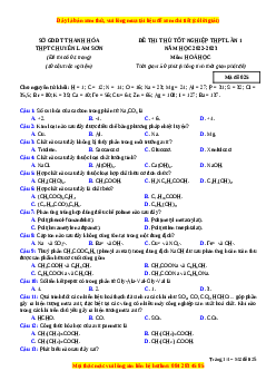Đề thi thử Hóa học trường Chuyên Lam Sơn lần 1 năm 2023