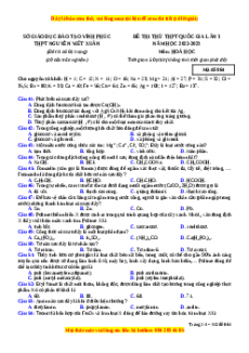 Đề thi thử Hóa học trường Nguyễn Viết Xuân lần 3 năm 2023