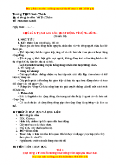 Giáo án HĐTN 7 Chân trời sáng tạo Chủ đề 6: Tham gia các hoạt động vì cộng đồng