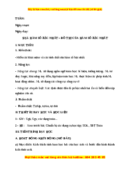 Giáo án Hàm số bậc nhất. Đồ thị của hàm số bậc nhất (Tiếp theo) Toán 9 Học kì 1