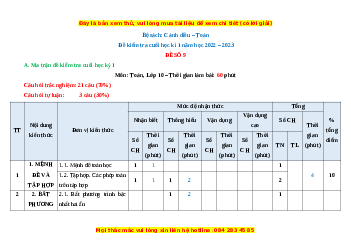 Đề thi cuối kì 1 Toán 10 Cánh diều có đáp án (Đề 9)
