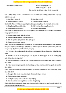 Đề thi cuối kì 1 Lịch sử 12 năm 2023 Sở GD và ĐT Quảng Nam