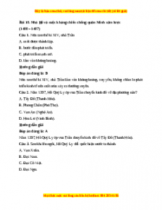 Trắc nghiệm Bài 18: Nhà Hồ và cuộc kháng chiến chống quân Minh xâm lược (1400-1407)