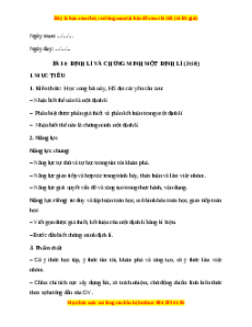 Giáo án Toán 7 Chân trời sáng tạo Bài 4: Định lí và chứng minh một định lí