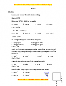 Bộ đề thi Toán 5 học kì 2 năm 2022 - 2023 - Đề 16