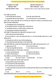 Đề thi học kì 1 Sinh học 11 trường THPT Nguyễn Trung Trực - Tây Ninh