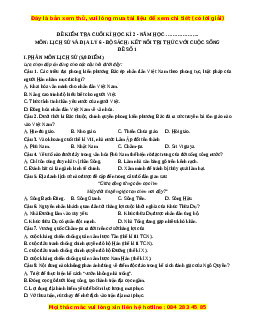Đề thi cuối kì 2 Lịch sử & Địa lí 6 Kết nối tri thức có đáp án (Đề 1)
