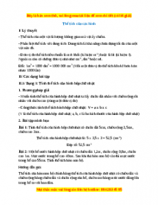 Chuyên đề Thể tích của các hình Toán 5 năm 2023