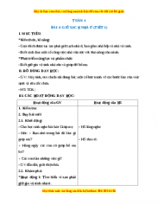 Giáo án Giữ sạch nhà ở Tự nhiên xã hội 2 Kết nối tri thức