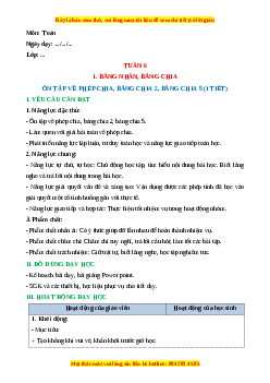 Giáo án Ôn tập về phép chia, bảng chia 2, bảng chia Toán 3 Cánh diều Toán 3