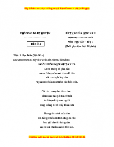 Đề thi giữa kì 2 Ngữ Văn lớp 7 Cánh diều có đáp án (Đề 4)