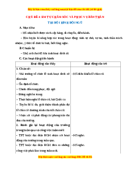Giáo án Em tự chăm sóc và phục vụ bản thân HĐTN 1 Chân trời sáng tạo