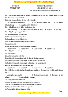 Đề thi học kì 1 Sinh học 11 trường THPT THPT Lê Lợi - Quảng Trị