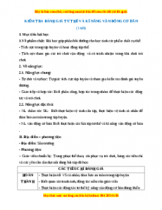 Giáo án Kiểm tra đánh giá tư thế và kĩ năng vận động cơ bản Giáo dục thể chất 2 Kết nối tri thức