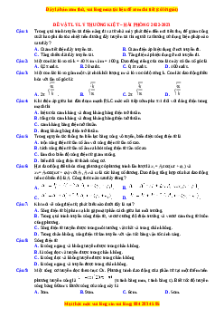 Đề thi thử Vật lí trường Lý Thường Kiệt - Hải Phòng năm 2023