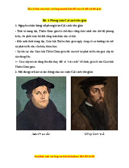 Lý thuyết Lịch sử 7 Cánh diều Bài 4: Phong trào cải cách tôn giáo