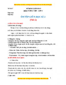 Giáo án Ôn tập giữa học kỳ II (Tiết 2) Tiếng việt 3 Chân trời sáng tạo