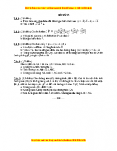 Đề thi Toán 9 học kì 1 năm 2022 - 2023 - Đề 55