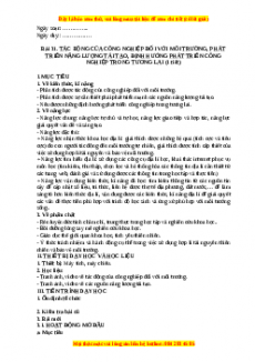 Giáo án Bài 31 Địa lí 10 Kết nối tri thức (2024): Tác động của công nghiệp đối với môi trường, phát triển năng lượng tái tạo, định hướng phát triển công nghiệp