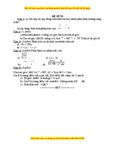 Đề thi cuối học kì 1 Toán 8 năm 2022 - 2023 - Đề 58