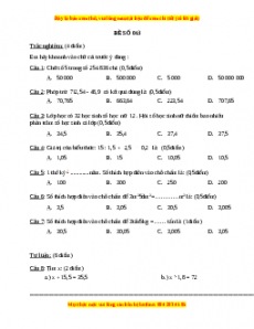 Bộ đề thi Toán 5 học kì 2 năm 2022 - 2023 - Đề 43