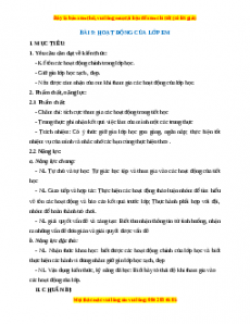 Giáo án TNXH 1 Chân trời sáng tạo Hoạt động của lớp em