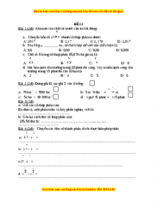 Bộ đề thi Toán 5 học kì 1 năm 2022 - 2023 - Đề 21