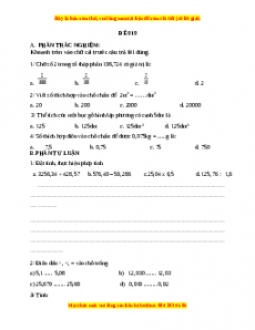 Bộ đề thi Toán 5 học kì 2 năm 2022 - 2023 - Đề 19
