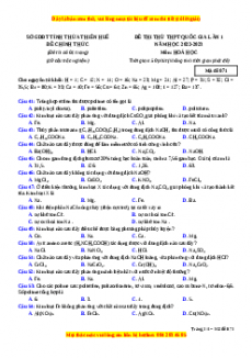 Đề thi thử Hóa học Sở Thừa Thiên Huế lần 1 năm 2023