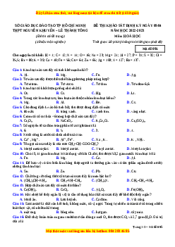 Đề thi thử Hóa Học trường Khối A1 Nguyễn Khuyến năm 2023