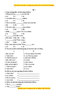 Học kỳ 1: Phần 2 Một số đề kiểm tra học kỳ 1 - Mục B- Đề kiểm tra 1 tiết số 1 -Giáo viên Mai Lan Hương đầy đủ đáp án