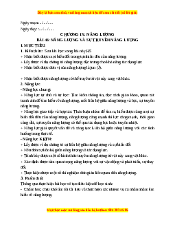Giáo án Bài 46 KHTN 6 Kết nối tri thức (2024): Năng lượng và truyền năng lượng