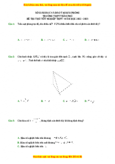 Đề thi thử Toán trường Trần Phú - Hải Phòng năm 2023