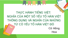 Bài giảng điện tử Thực hành Tiếng Việt Nghĩa của một số yếu tố Hán Việt thông dụng và nghĩa của những từ Hán Việt có yếu tố đó| Kết nối tri thức Ngữ văn 7