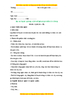 Giáo án Công nghệ 7 Bài 16 (Kết nối tri thức): Thực hành: Lập kế hoạch nuôi cá cảnh