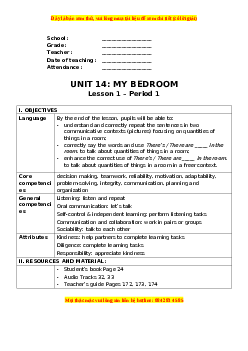 Giáo án Unit 14 Tiếng anh 3 global success