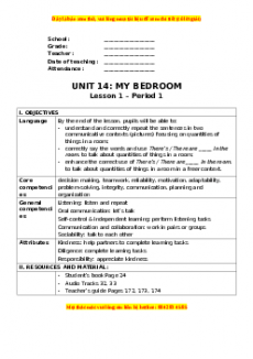 Giáo án Unit 14 Tiếng anh 3 global success