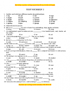 Bài tập: TEST YOURSELF 2  - Giáo viên Lưu Hoằng Trí đầy đủ đáp án