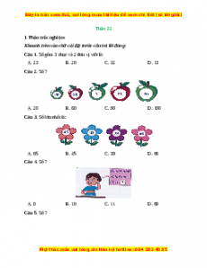 Phiếu bài tập cuối tuần Toán lớp 1 Tuần 22 Kết nối tri thức