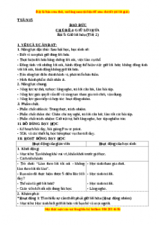 Giáo án Đạo đức 3 Kết nối tri thức Bài 5: Giữ lời hứa (Tiết 2)