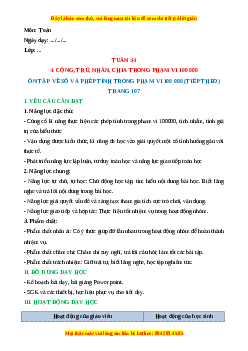 Giáo án Toán 3 Cánh diều Tuần 34: Ôn về số và phéo tính trong phạm vi 100 000
