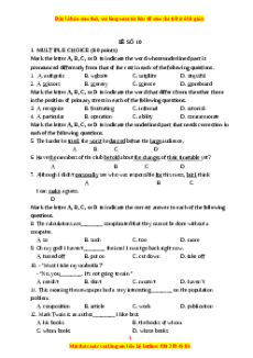 Đề thi trắc nghiệm Tiếng anh 10 năm 2022 - 2023 (Đề 10)