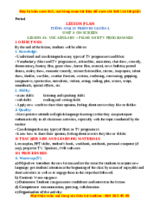 Giáo án Unit 3: ON SCREEN Tiếng Anh 10 Chân trời sáng tạo